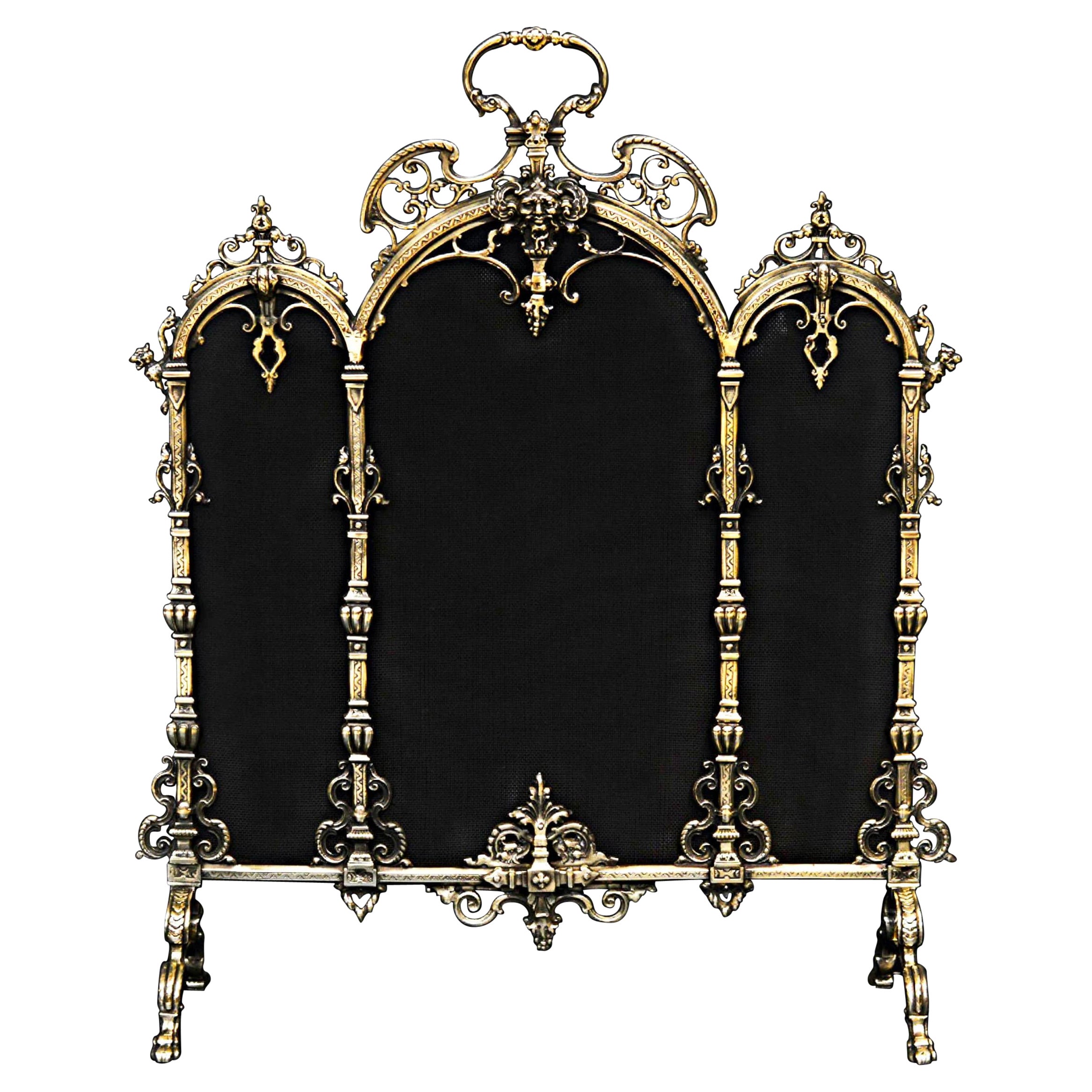 Kaminschirm aus Messing von sehr guter Qualität im Regency-Stil