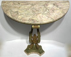 Very Fine Quality French Bronze Marble-Top Demilune Console Table
