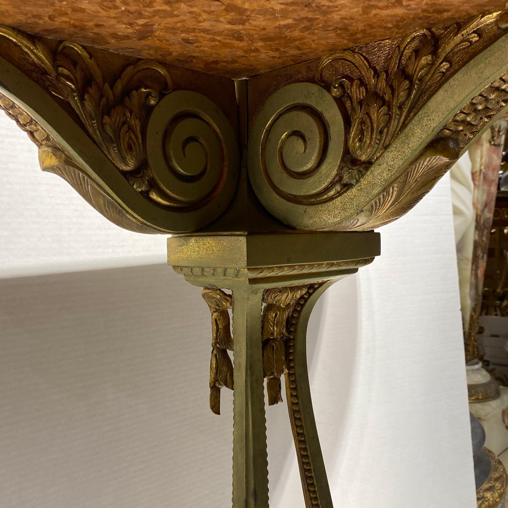 Very Fine Quality French Bronze Marble-Top Demilune Console Table In Good Condition For Sale In New York, NY
