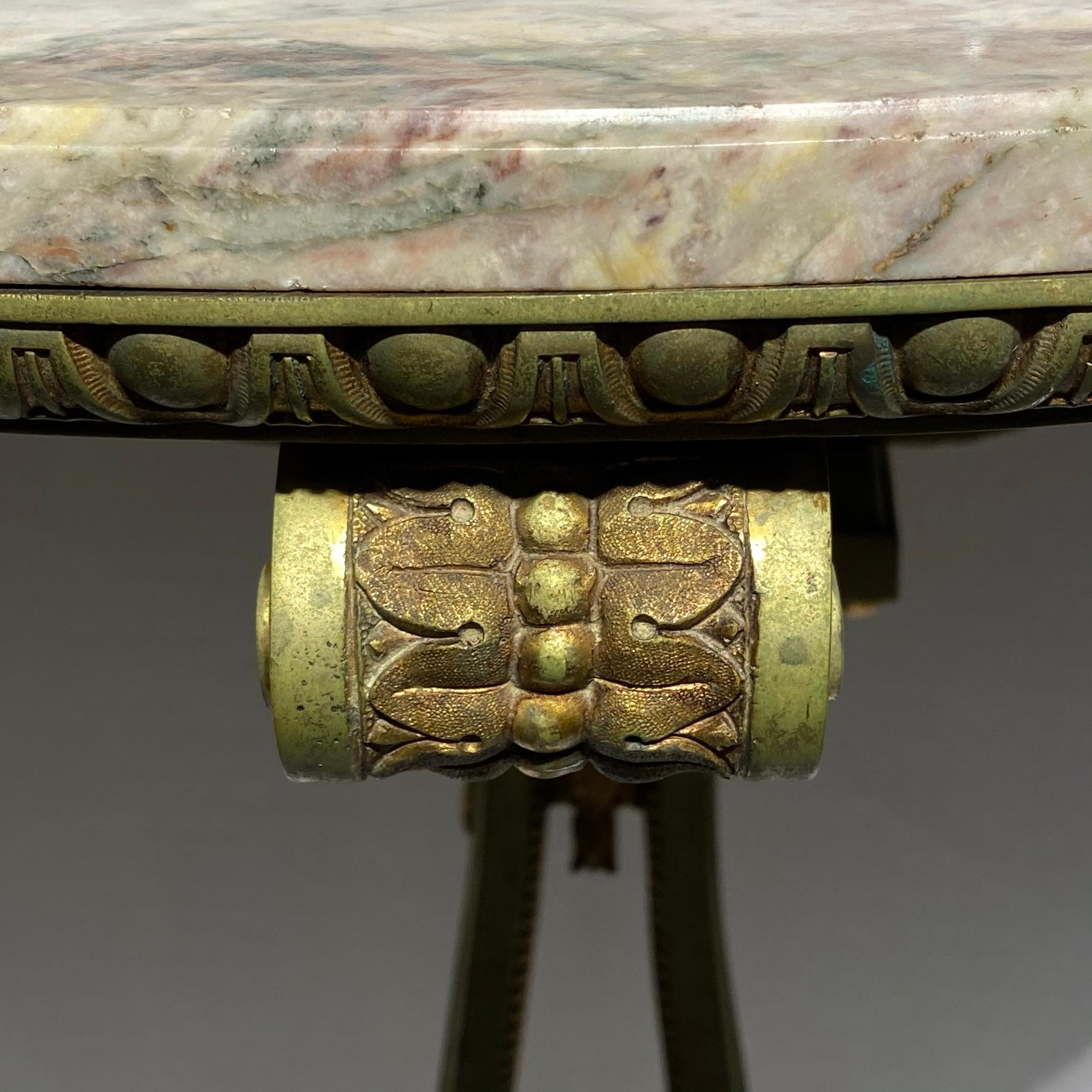 Very Fine Quality French Bronze Marble-Top Demilune Console Table For Sale 3