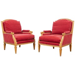 Very Fine Quality Pomegranate Mohair Club Chair, Pair