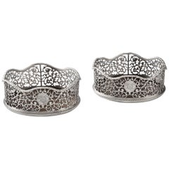 Antique Very Fine 
Rare Pair of Early George III Wine Coasters Made in London in 1770