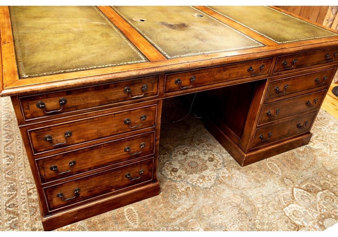 Very Fine Re-Creation Leather Top Partners Desk with Banding For Sale 10