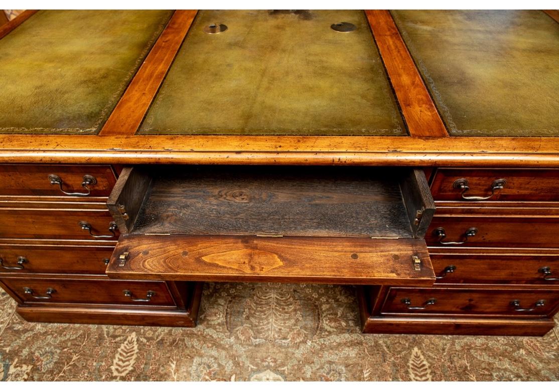 Georgian Very Fine Re-Creation Leather Top Partners Desk with Banding