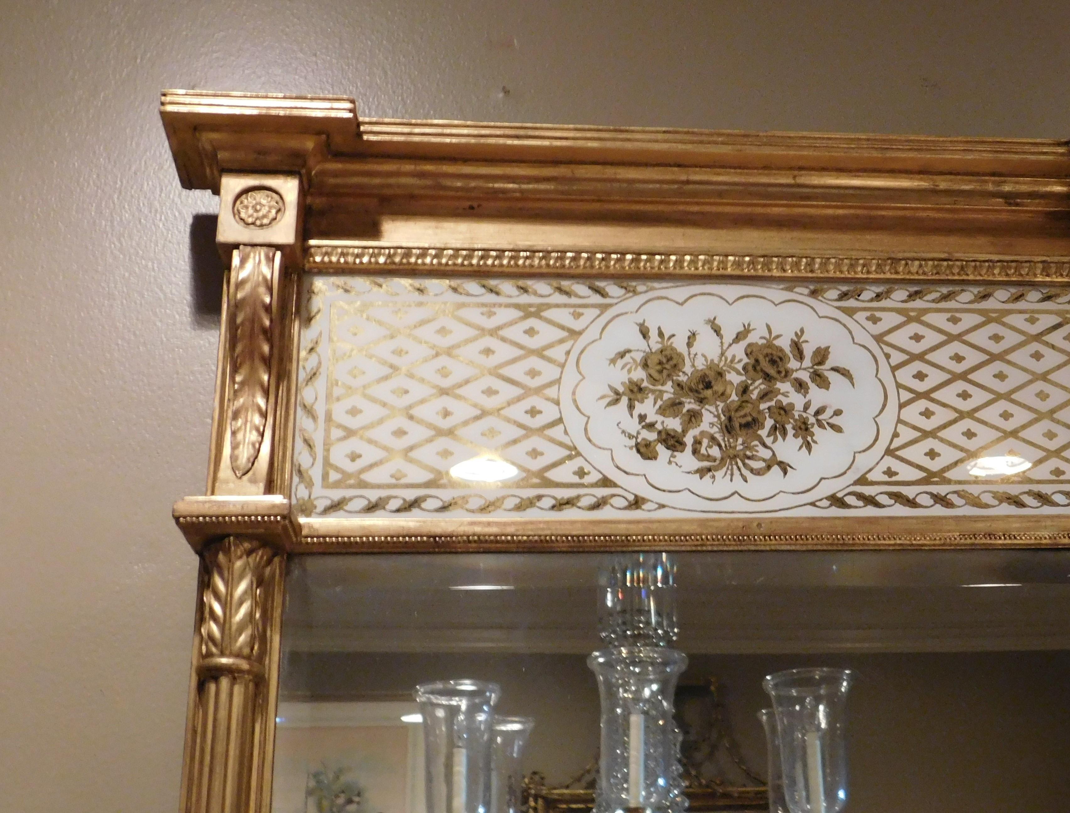 Very Fine Regency Mirror With Eglomise Panel, Circa:1800 In Good Condition For Sale In Alexandria, VA