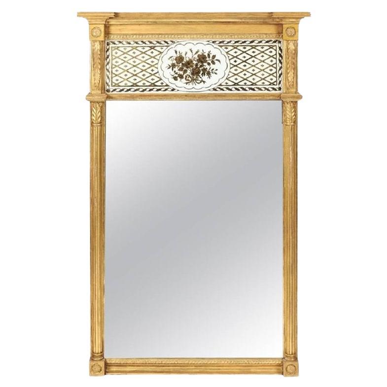 Very Fine Regency Mirror With Eglomise Panel, Circa:1800 For Sale