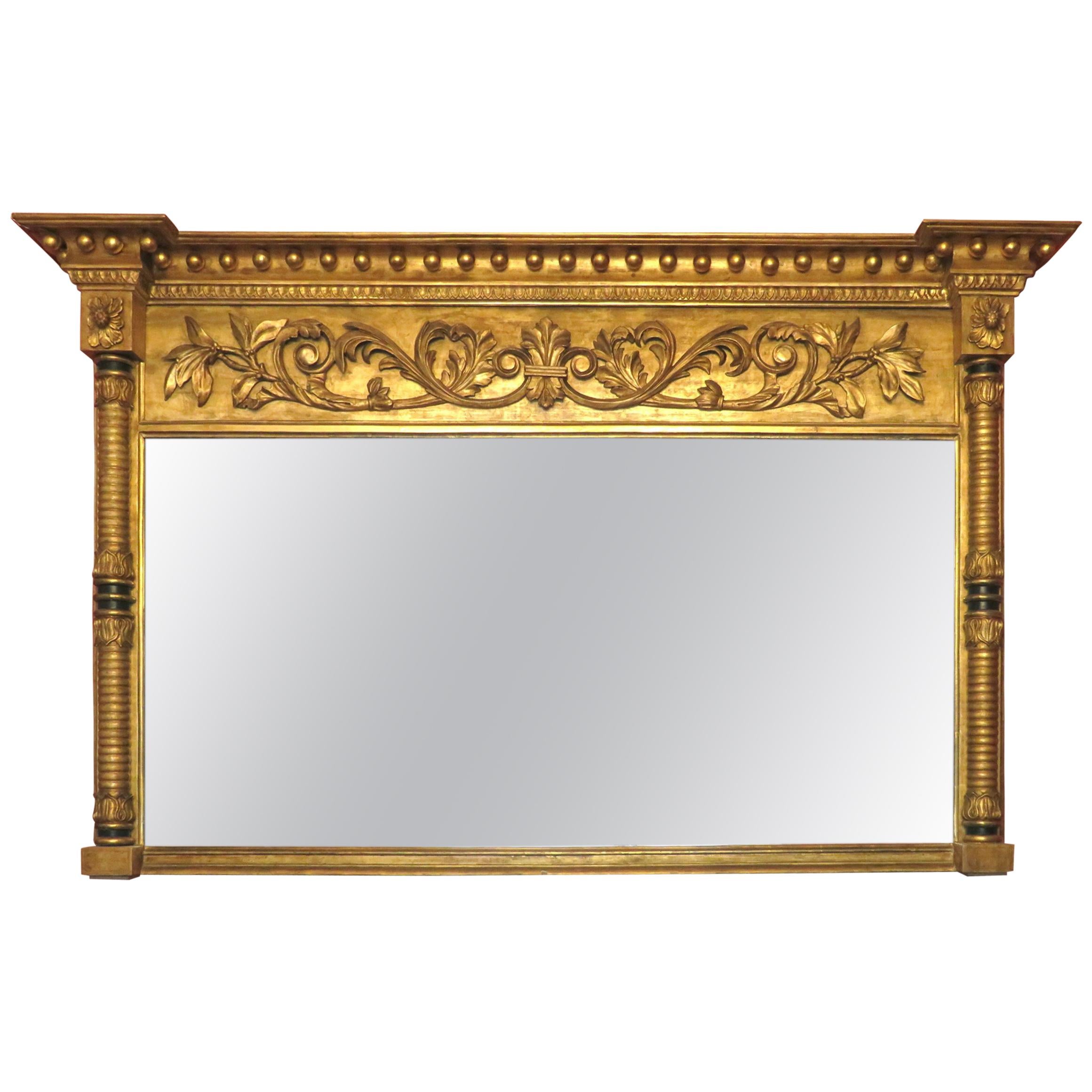 Very Fine Regency Period Giltwood Over-Mantel Mirror, England Circa 1825