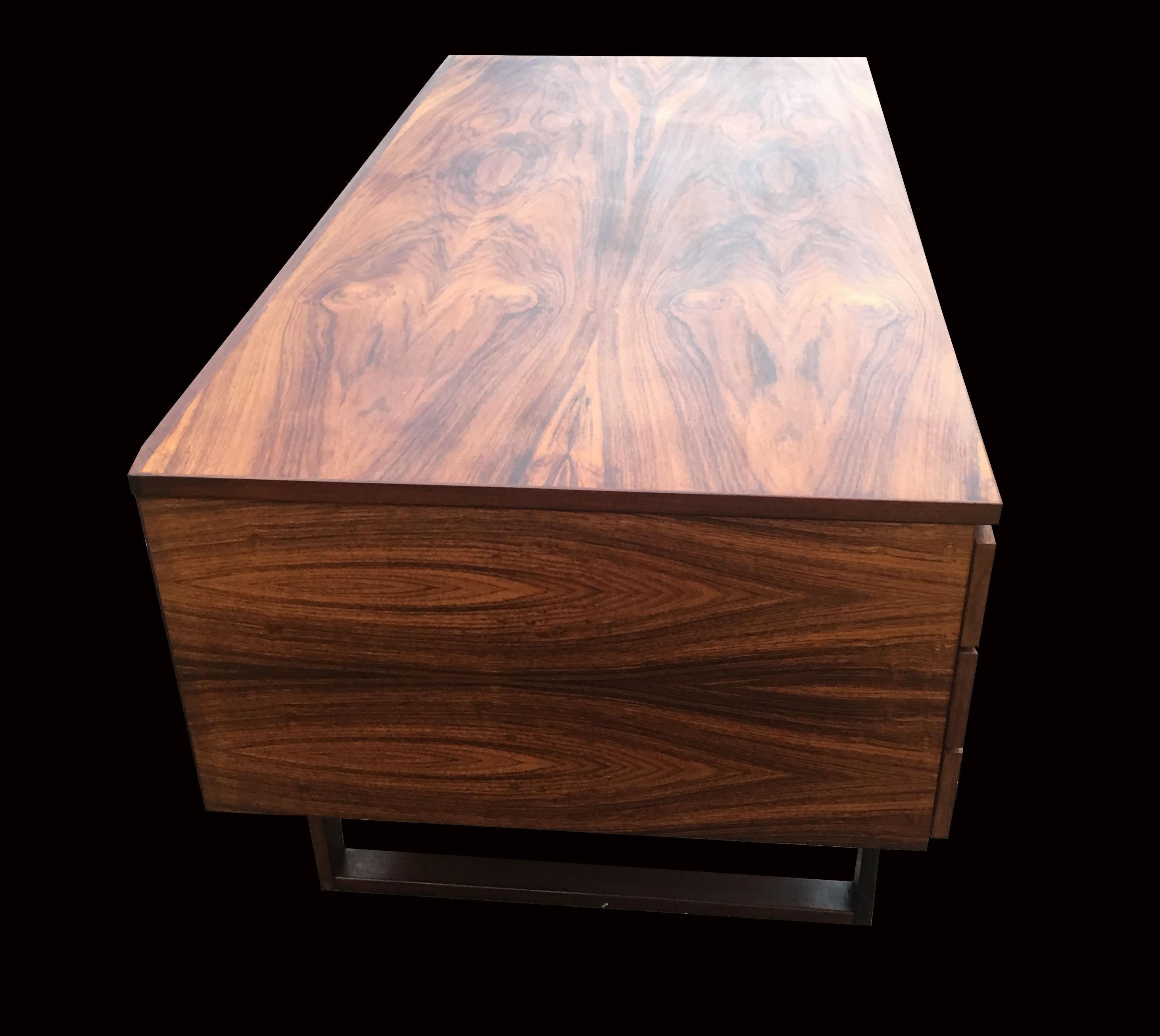 Very fine rosewood midcentury Danish desk by Henning Jensen and Torben Valeur.
 