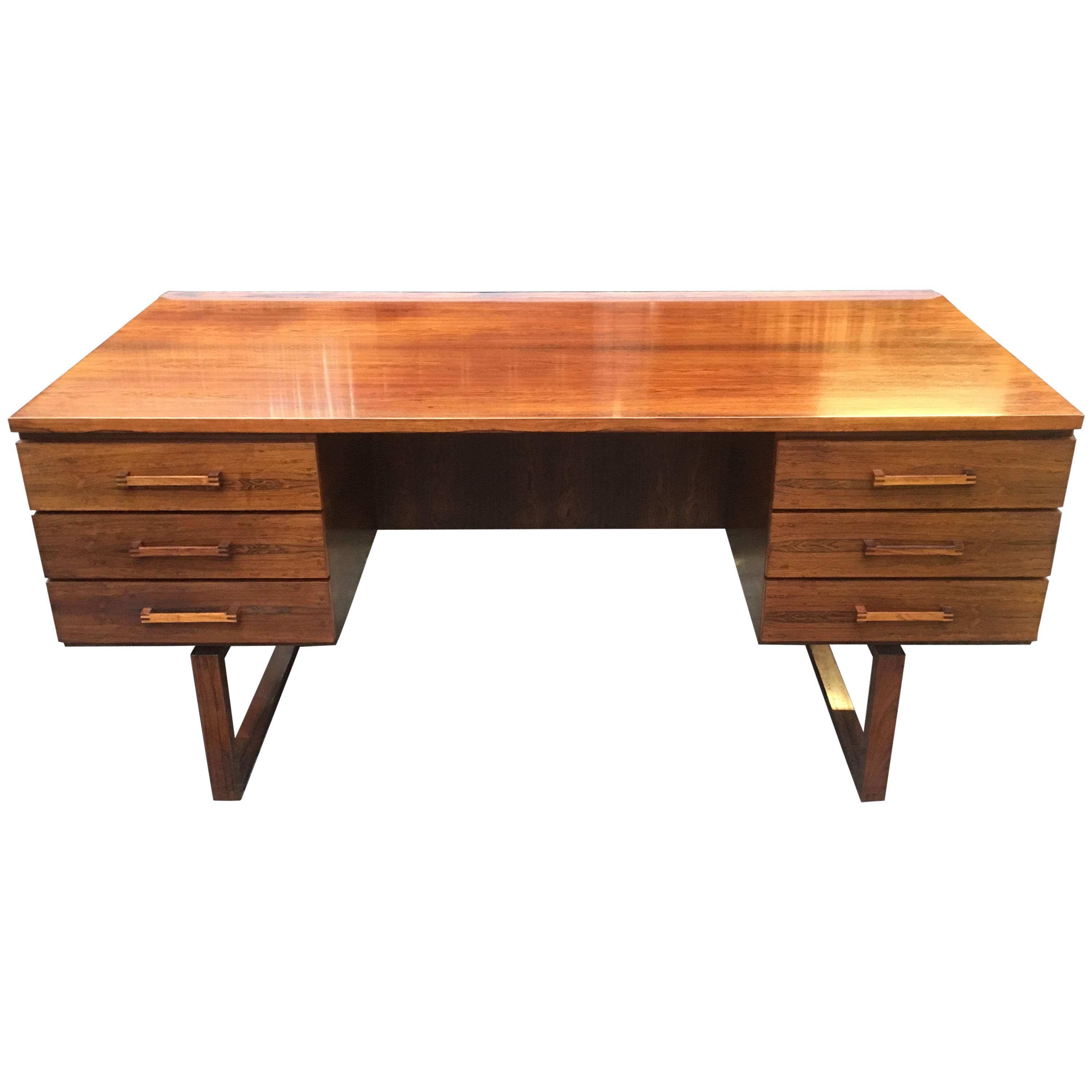 Very Fine Rosewood Midcentury Danish Desk by Henning Jensen and Torben Valeur