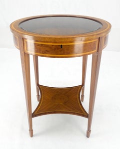 Very Fine Round Glass Top Showcase Inlaid Burl Lamp Table Stand Maitland-Smith
