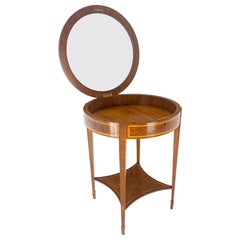 Très belle table de lampe à plateau de verre rond et à vitrine en loupe incrustée Maitland Smith