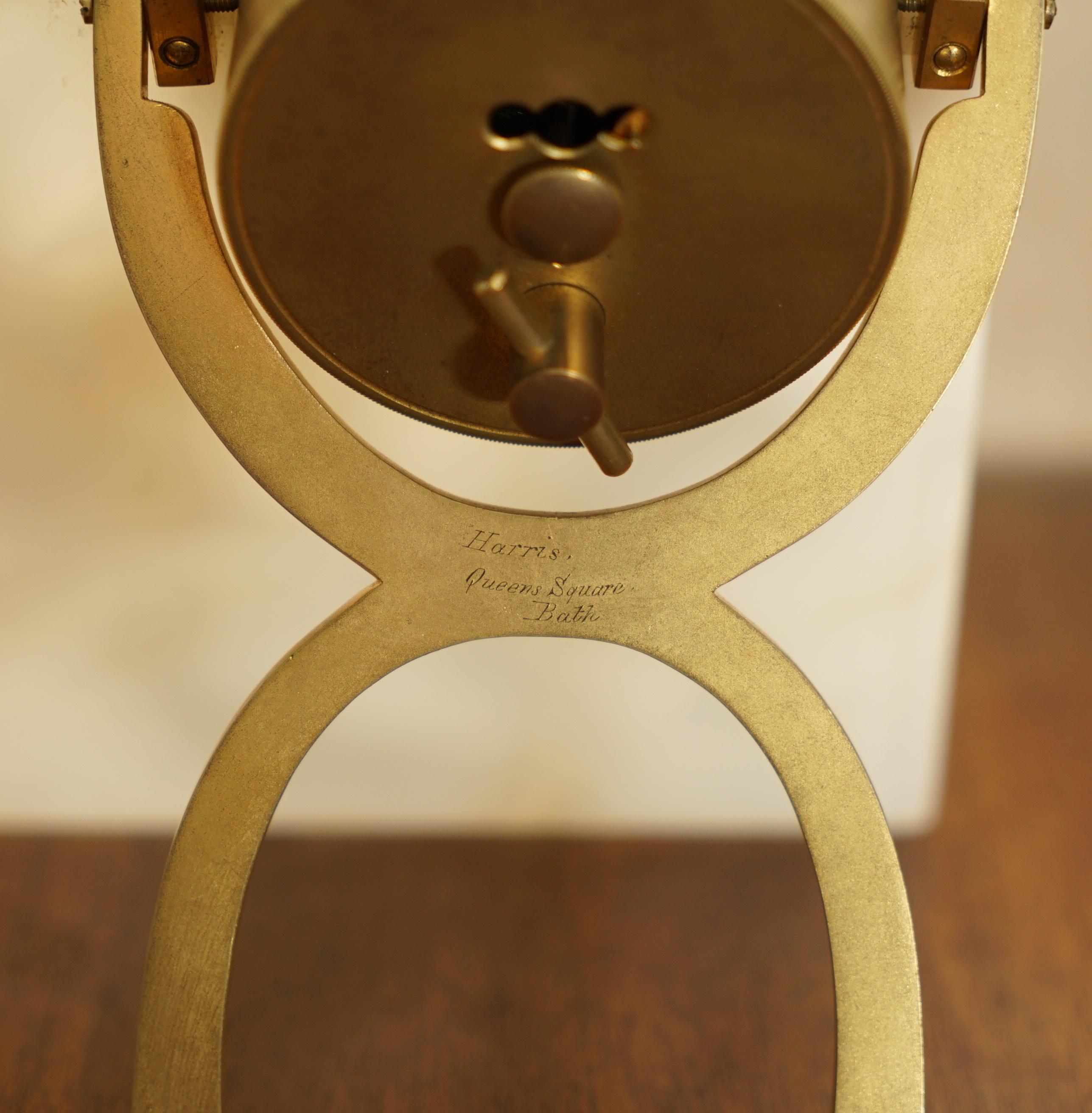 Very Fine Royal Warrant John D Harris Marble & Pietra Dura Boudoir Clock in Case For Sale 6