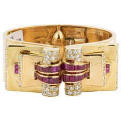Very Fine Rubies 3.8 Carat and Diamonds 3 Carat Bracelet 18 Karat Gold