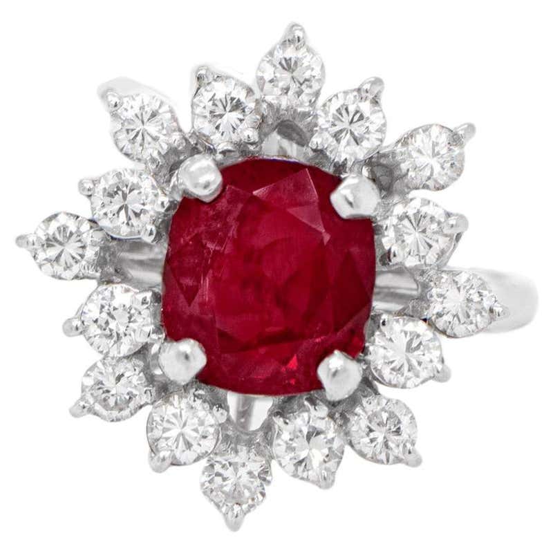 Ruby 6.50 Carat Ring with Diamonds 1.40 Carats Total 14K Gold For Sale ...