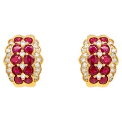 Very Fine Ruby and Diamond Earrings 6.68 Carats Total 14k Yellow Gold