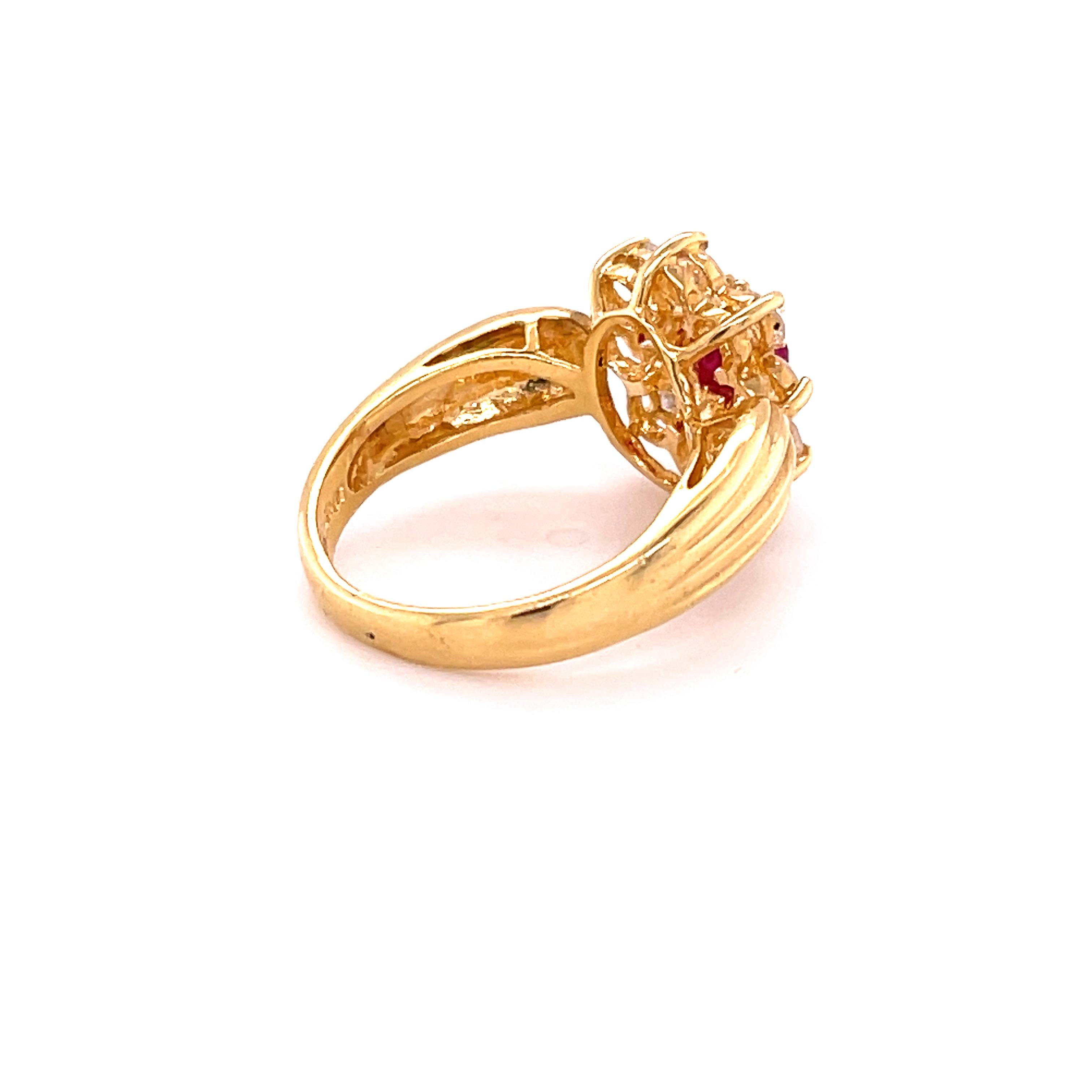Women's Very Fine Ruby Ring with Diamonds 1.50 Carats Total For Sale