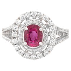 Retro Very Fine Ruby Ring With Diamonds 3.78 Carats 18K White Gold
