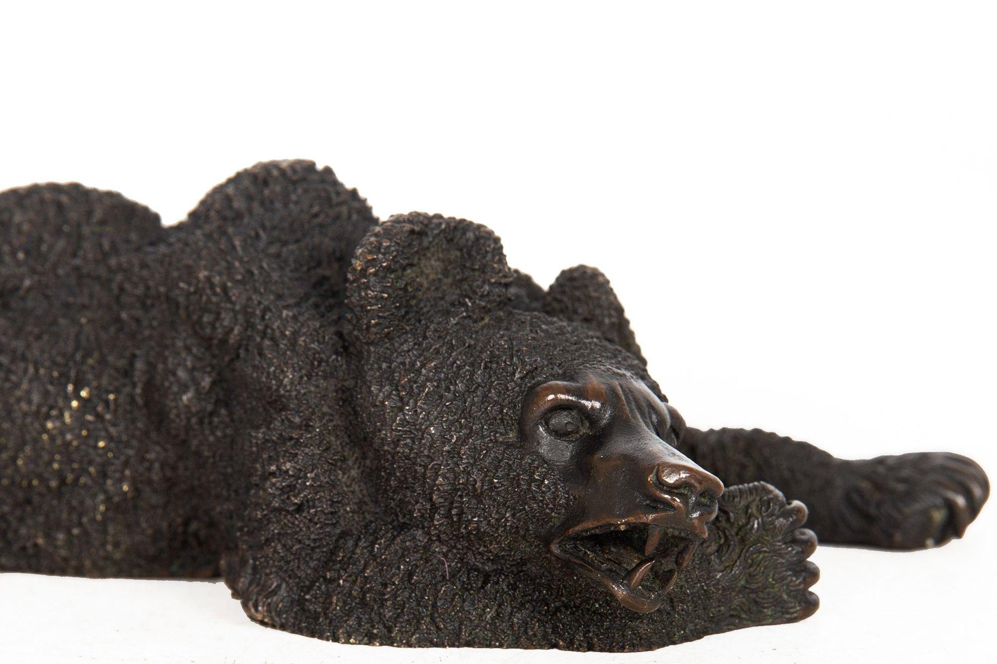 Very Fine Russian Antique Bronze “Resting Bear” after Nikolai Lieberich For Sale 4