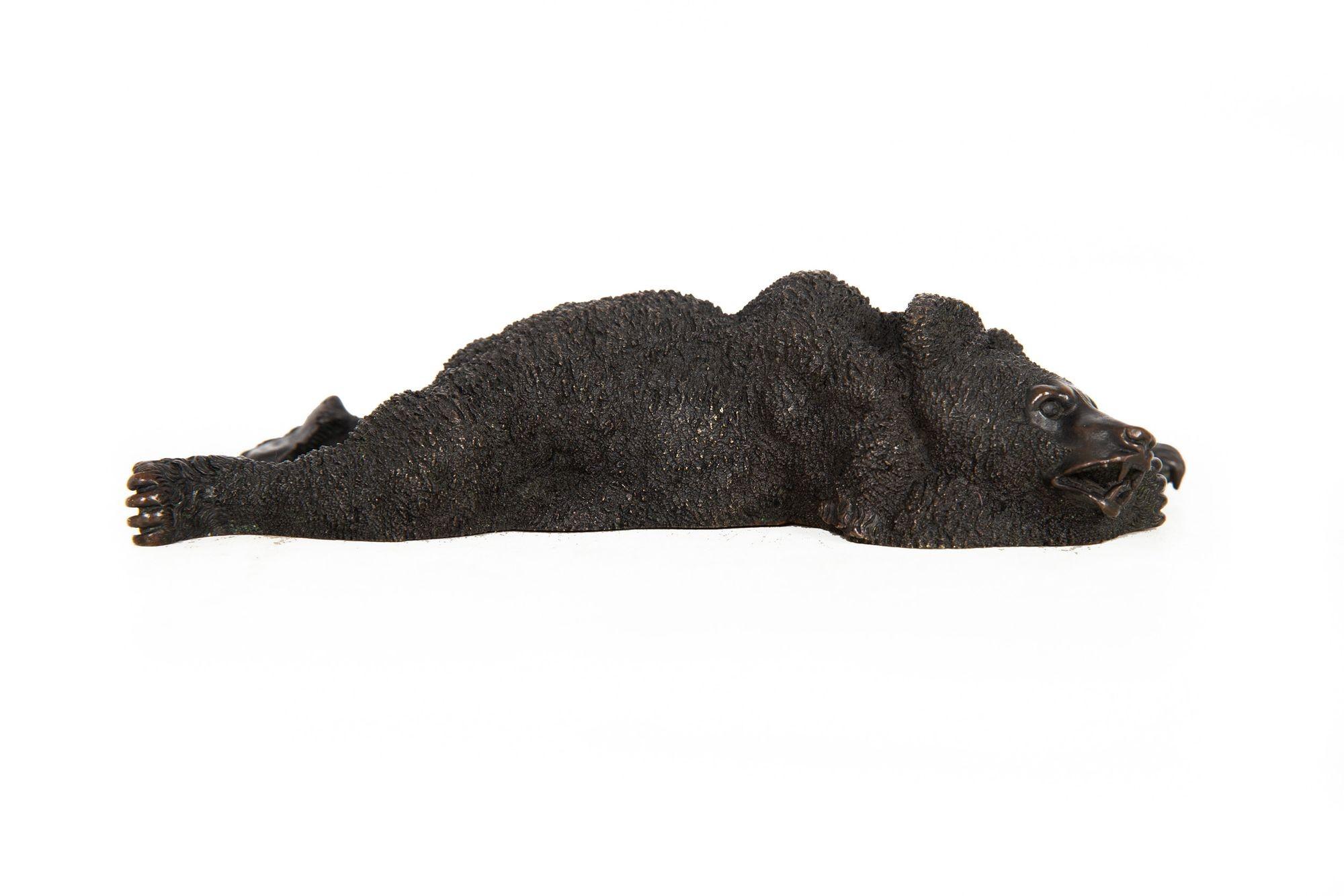 Romantic Very Fine Russian Antique Bronze “Resting Bear” after Nikolai Lieberich For Sale