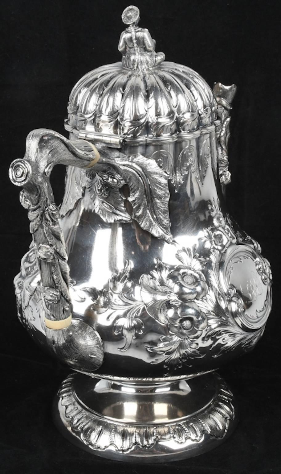 Very Fine R&W Wilson Silver Coffee Pot with Finial For Sale 3