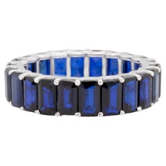 Very Fine Sapphire Eternity Band Ring 8 Carats 18K White Gold