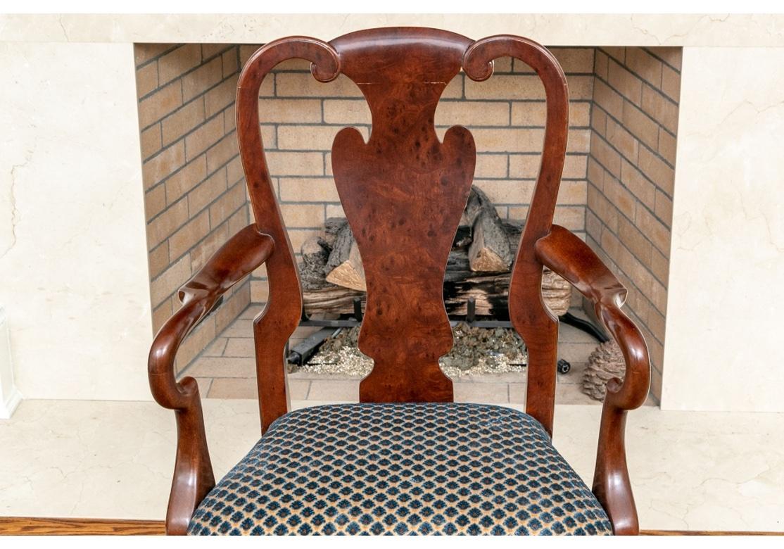 Very Fine Set of 16 Queen Ann Style Figured Wood Dining Chairs For Sale 12