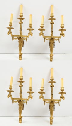 Very Fine Set of Four Gilt Bronze Louis XVI Sconces