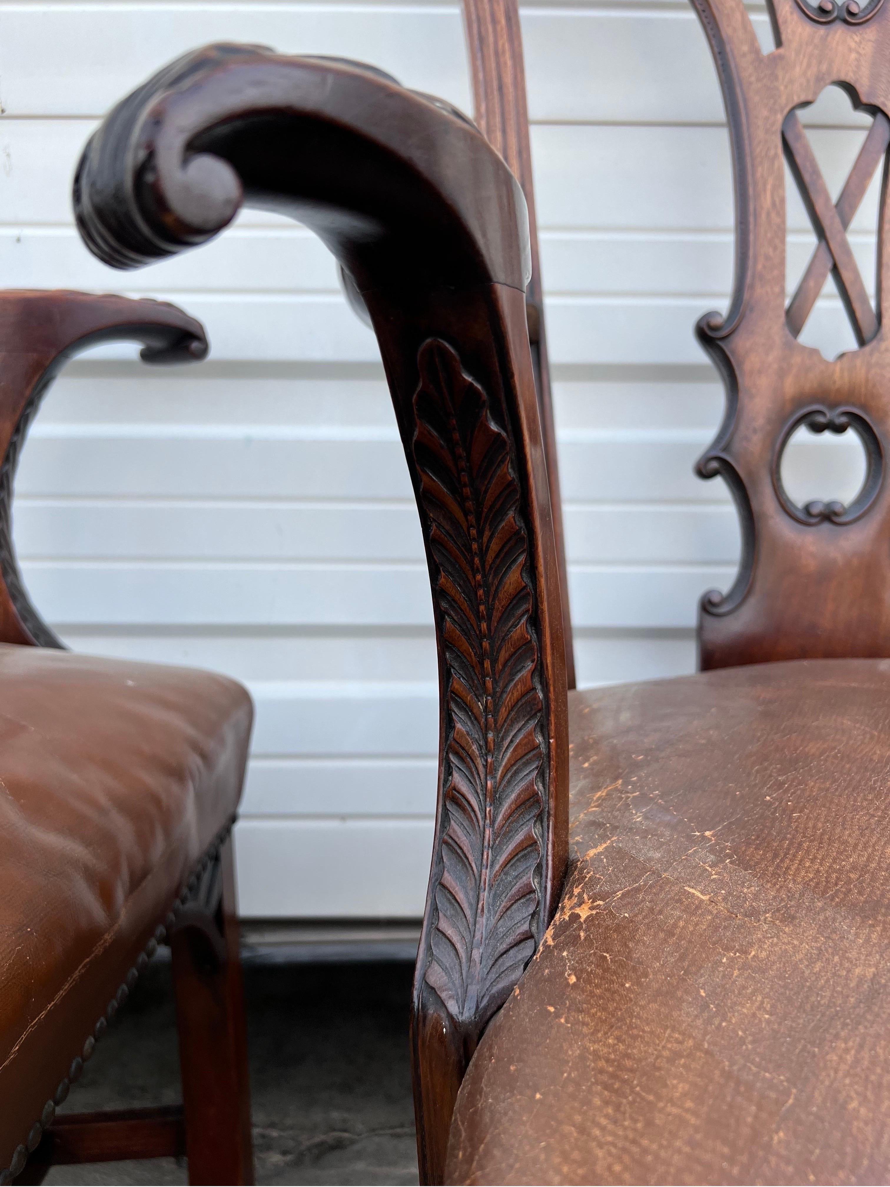 Très bel ensemble de dix chaises de salle à manger en acajou Chippendale irlandais du XVIIIe siècle en vente 6