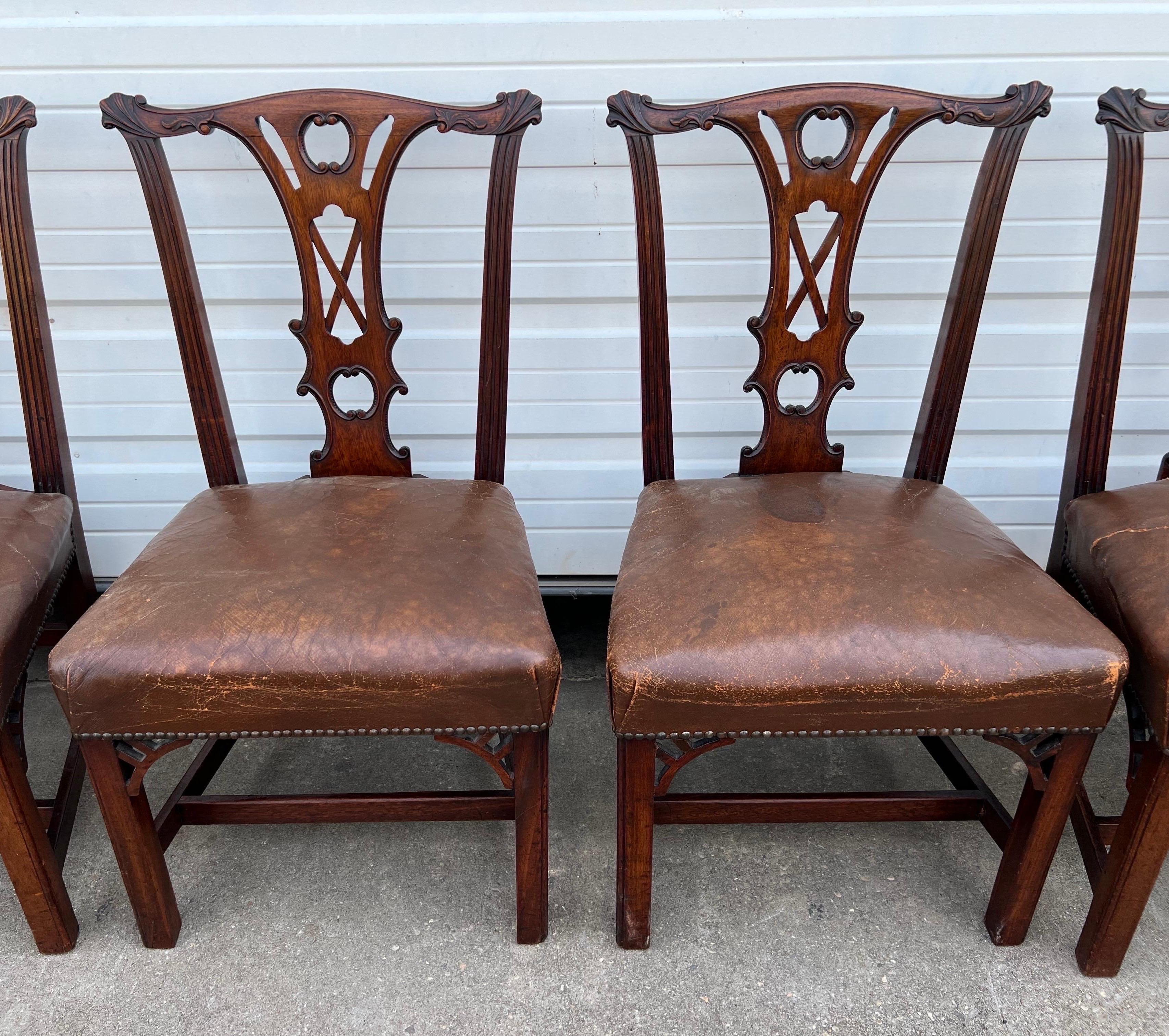 Très bel ensemble de dix chaises de salle à manger en acajou Chippendale irlandais du XVIIIe siècle  en vente 10