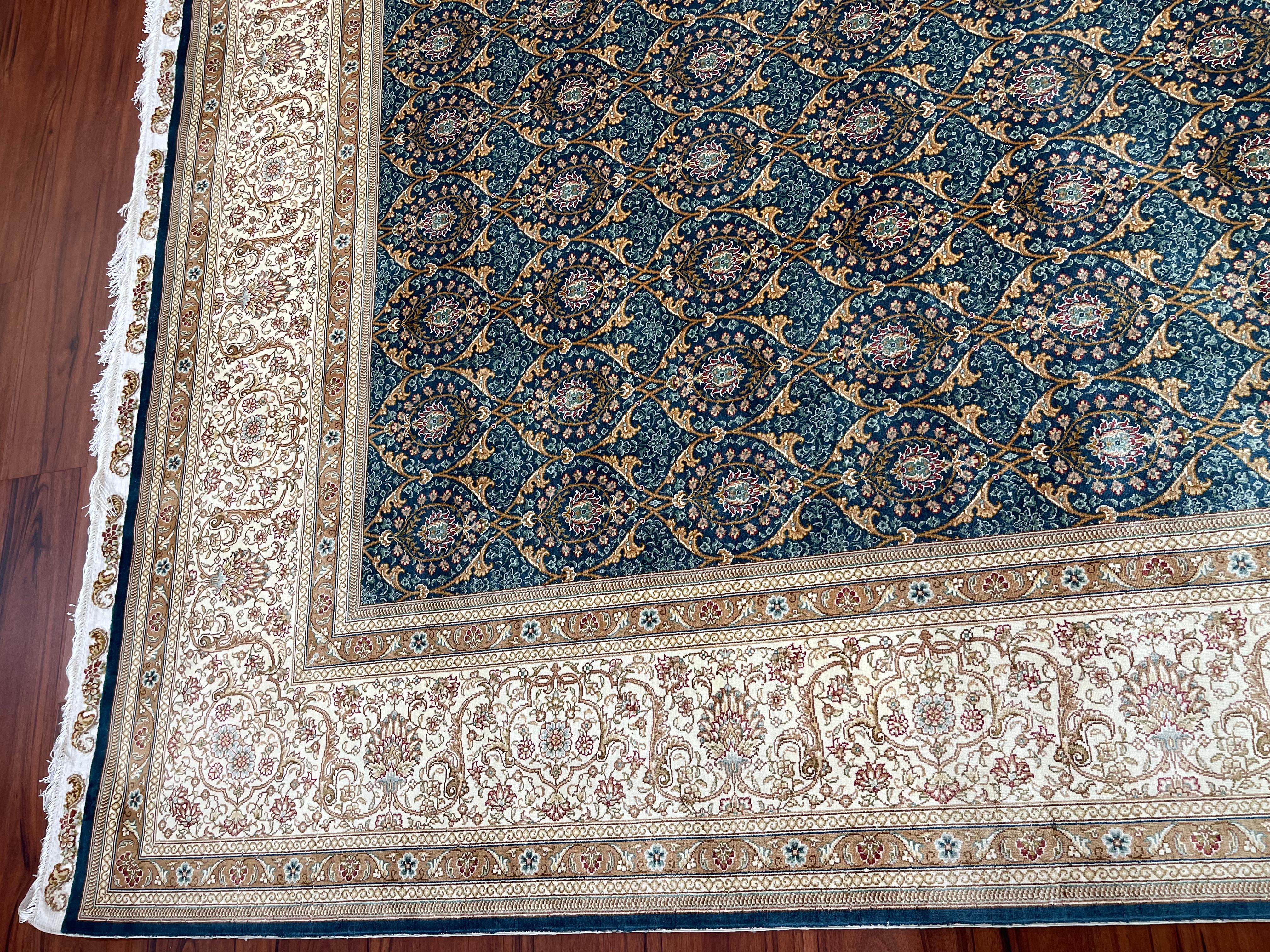 Hand-Knotted Very Fine Sino Tabriz Silk Rug For Sale