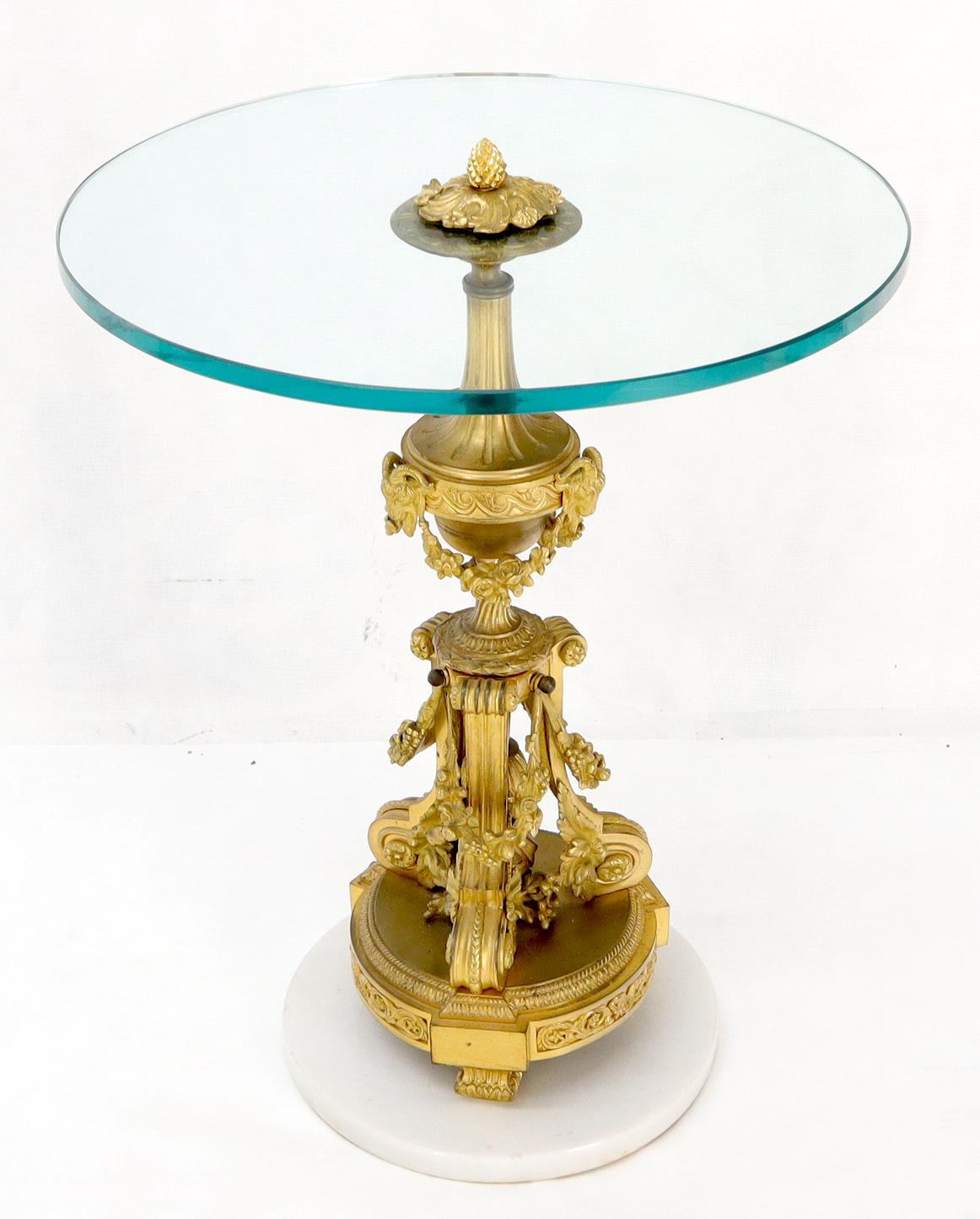Very fine solid bronze base glass top side end lamp table, stand.