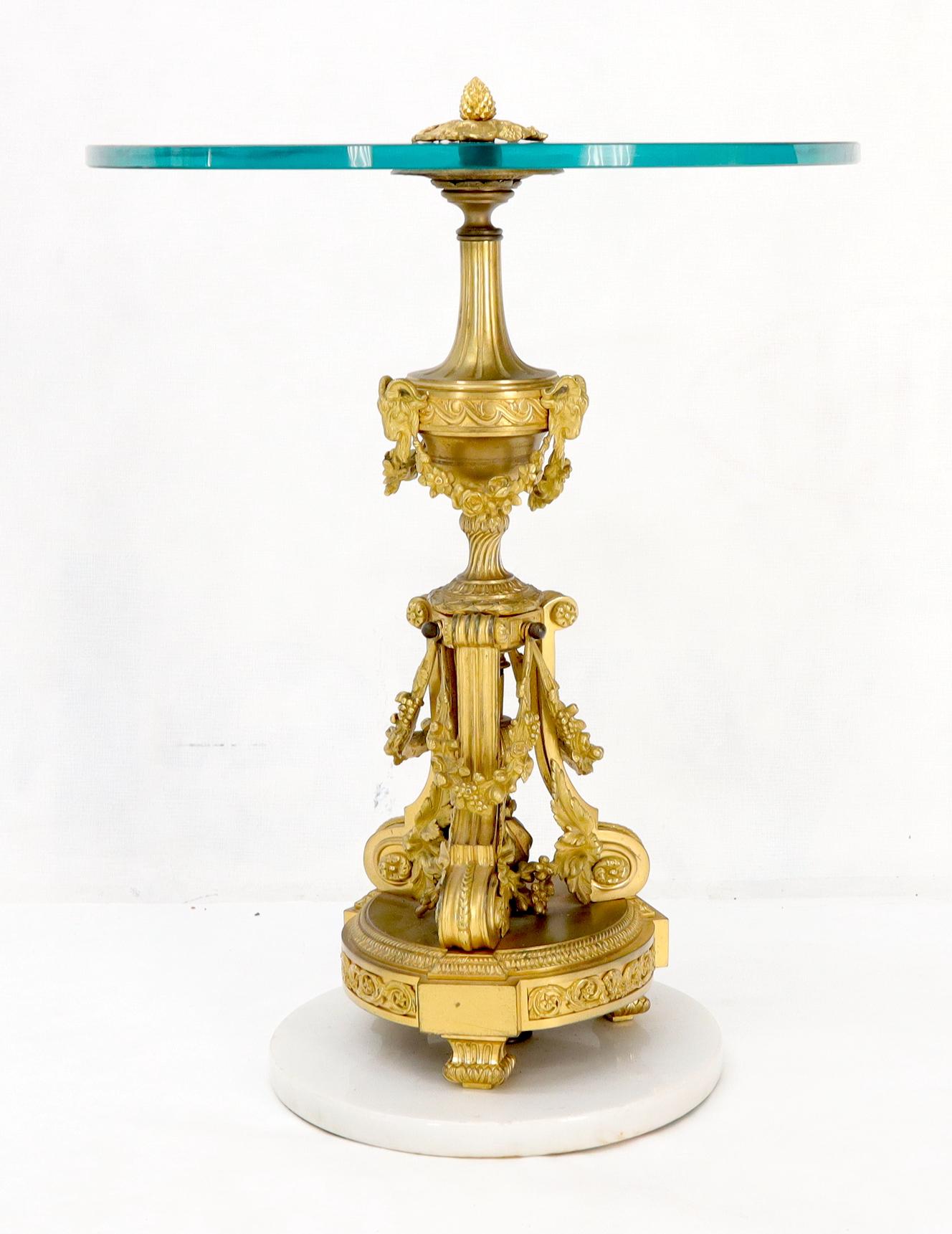 Rococo Revival Very Fine Solid Bronze and Marble Base Glass Top Stand End Side Center Table