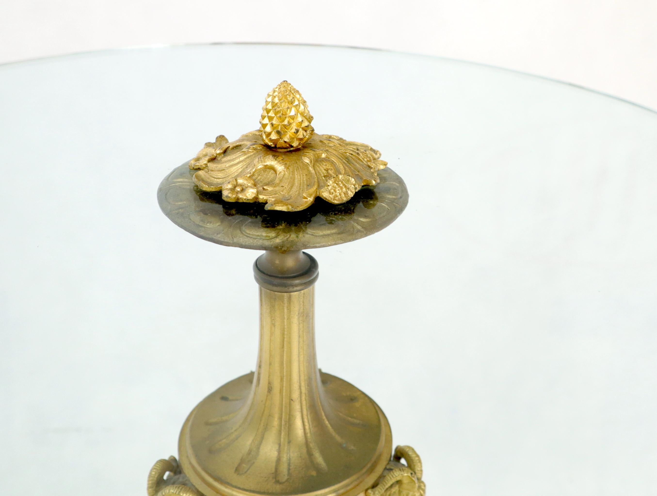 Unknown Very Fine Solid Bronze and Marble Base Glass Top Stand End Side Center Table