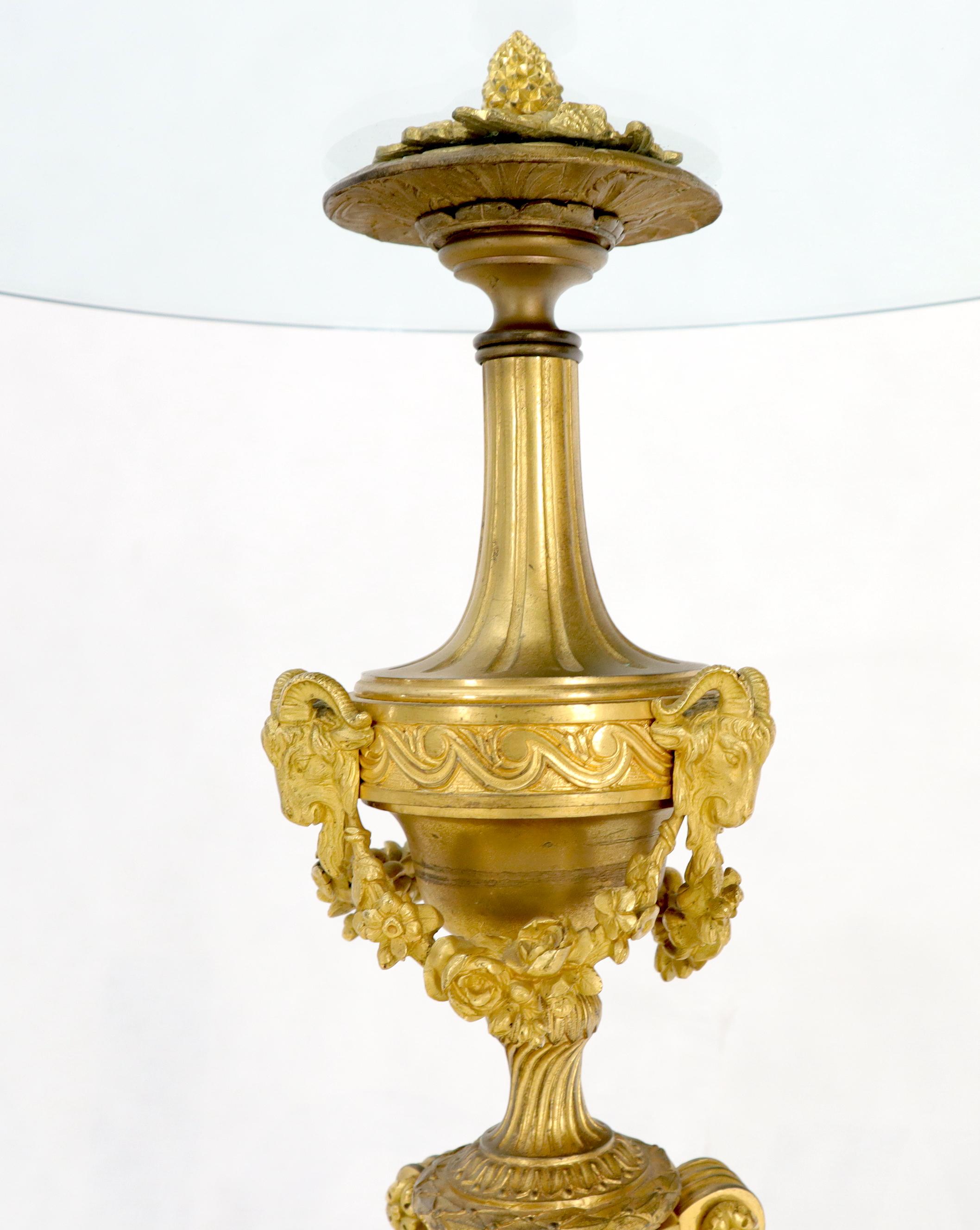 Very Fine Solid Bronze and Marble Base Glass Top Stand End Side Center Table 1