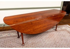 Very Fine Solid Mahogany Drop Leaf Oval Harvest Table