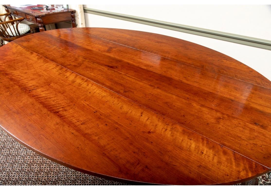 Very Fine Solid Mahogany Drop Leaf Oval Harvest Table 2