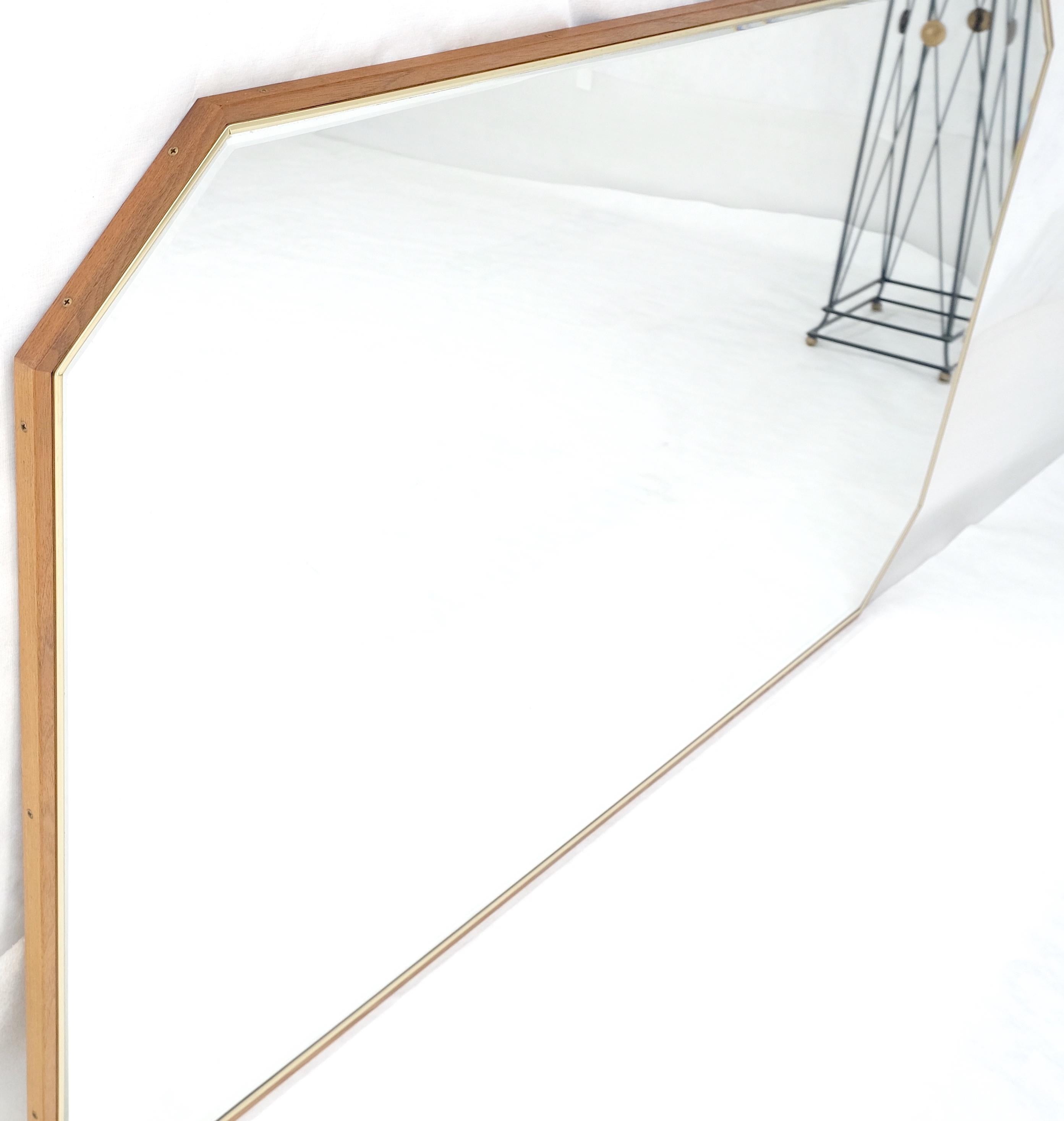 American Very Fine Solid Walnut Aluminum Frame Cut Corner Rectangle Shape Beveled Mirror For Sale
