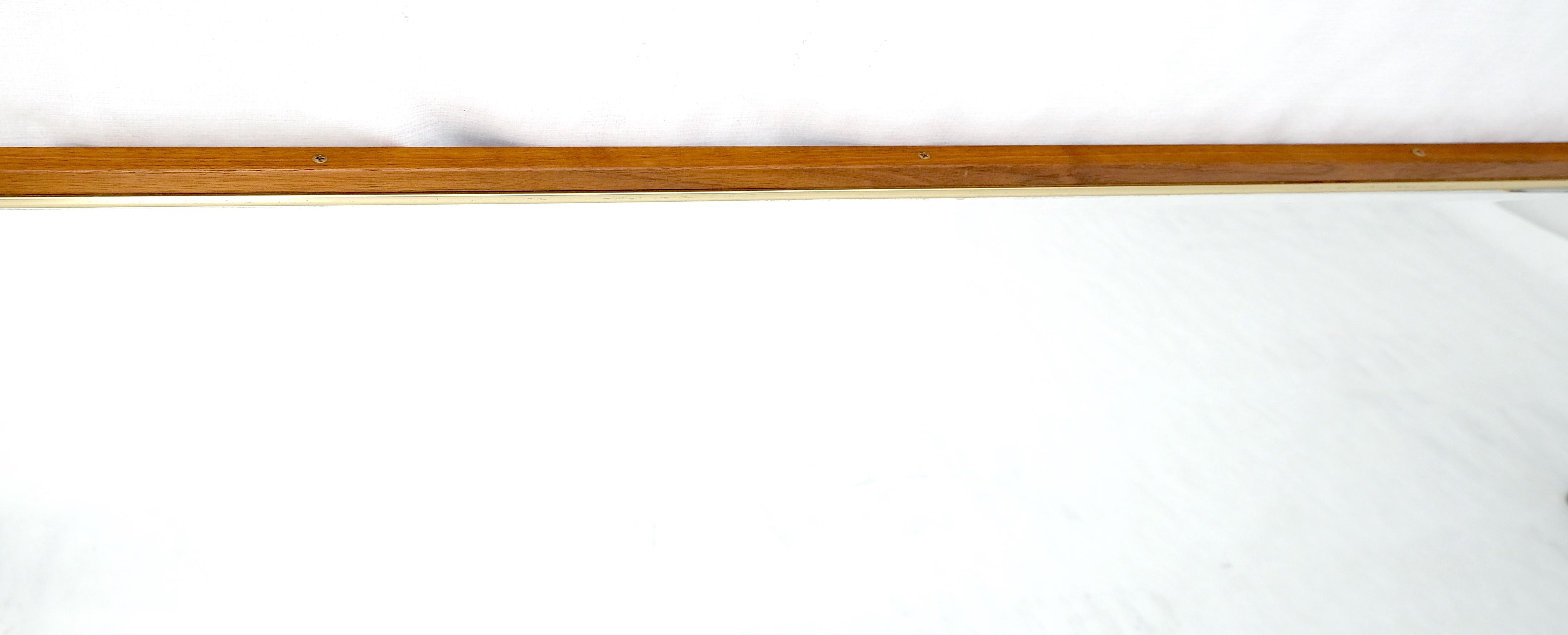 Lacquered Very Fine Solid Walnut Aluminum Frame Cut Corner Rectangle Shape Beveled Mirror For Sale