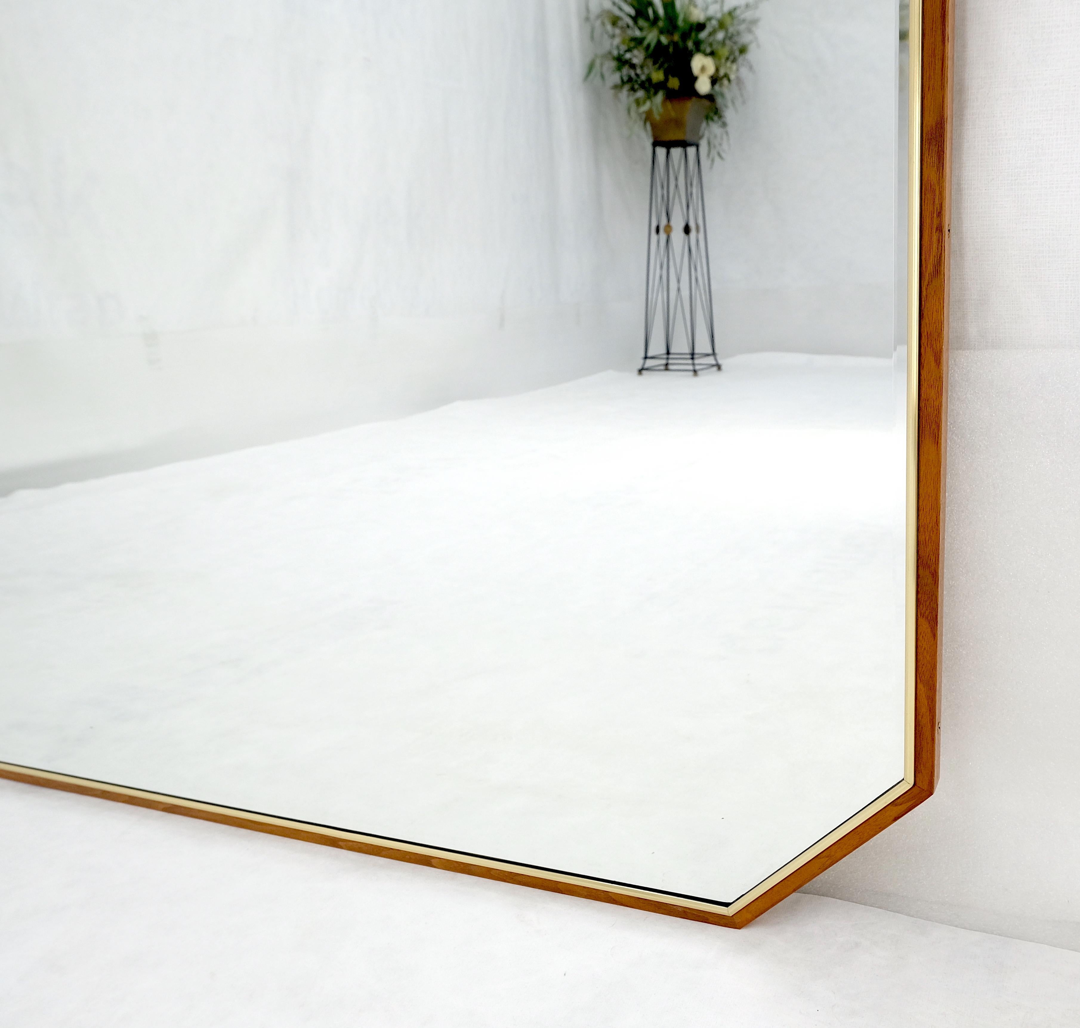 20th Century Very Fine Solid Walnut Aluminum Frame Cut Corner Rectangle Shape Beveled Mirror For Sale
