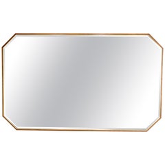 Very Fine Solid Walnut Aluminum Frame Cut Corner Rectangle Shape Beveled Mirror