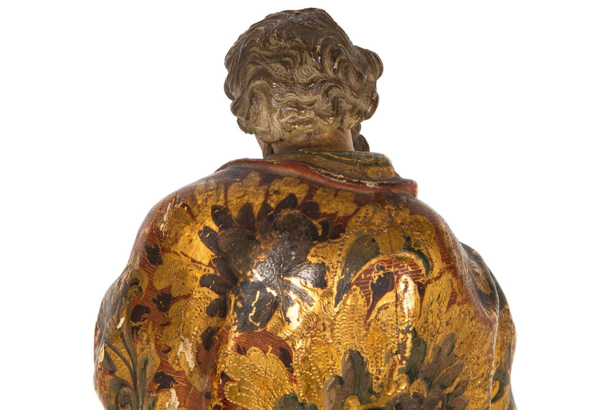 Very Fine Spanish Carved Polychromed Saint Santos Statue c. 1720-50 For Sale 2