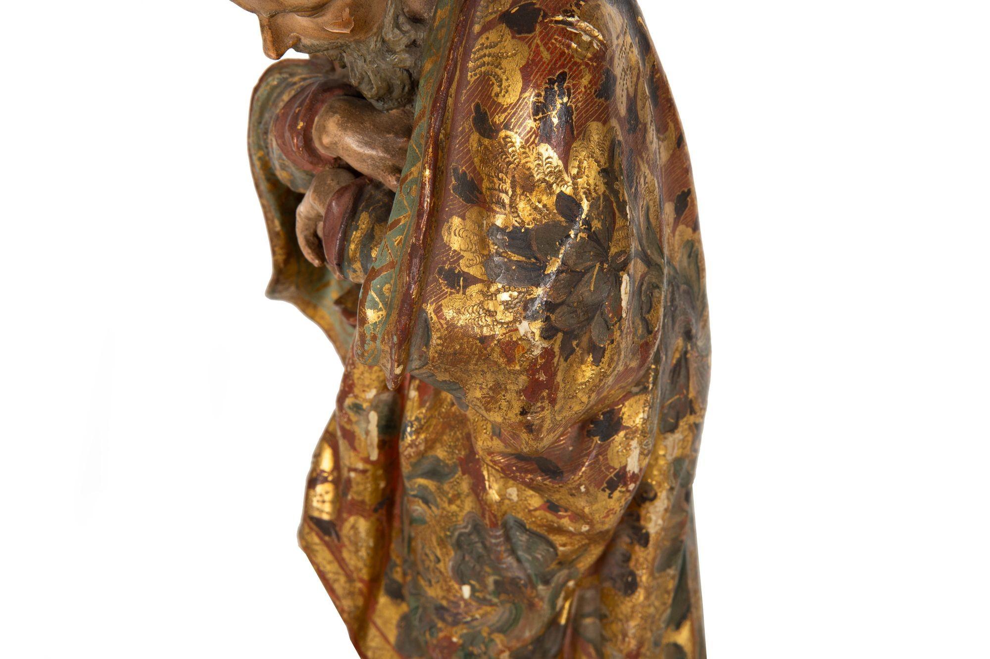 Very Fine Spanish Carved Polychromed Saint Santos Statue c. 1720-50 For Sale 10