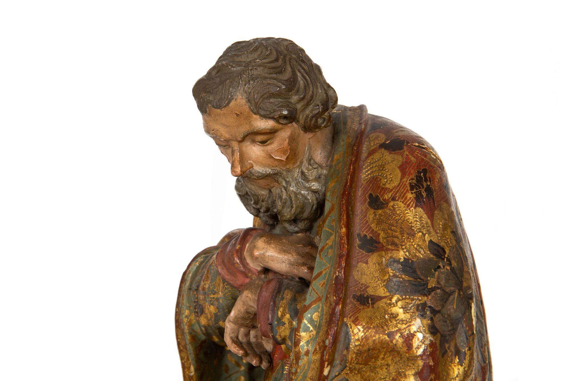 Very Fine Spanish Carved Polychromed Saint Santos Statue c. 1720-50 For Sale 1