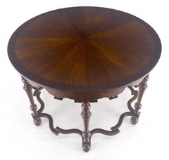 Very Fine Spanish Colonial Figural Stretcher Base Round Banded Center Table MINT