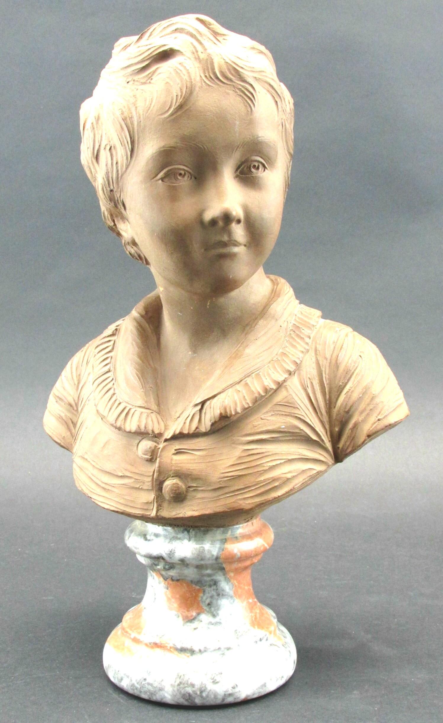 A very fine early 20th century terracotta bust of Alexandre Brongniart, after the original work by Jean-Antoine Houdon. 
Demonstrating exacting proportions & finely sculpted features, signed in script on the reverse of the left shoulder, raised upon