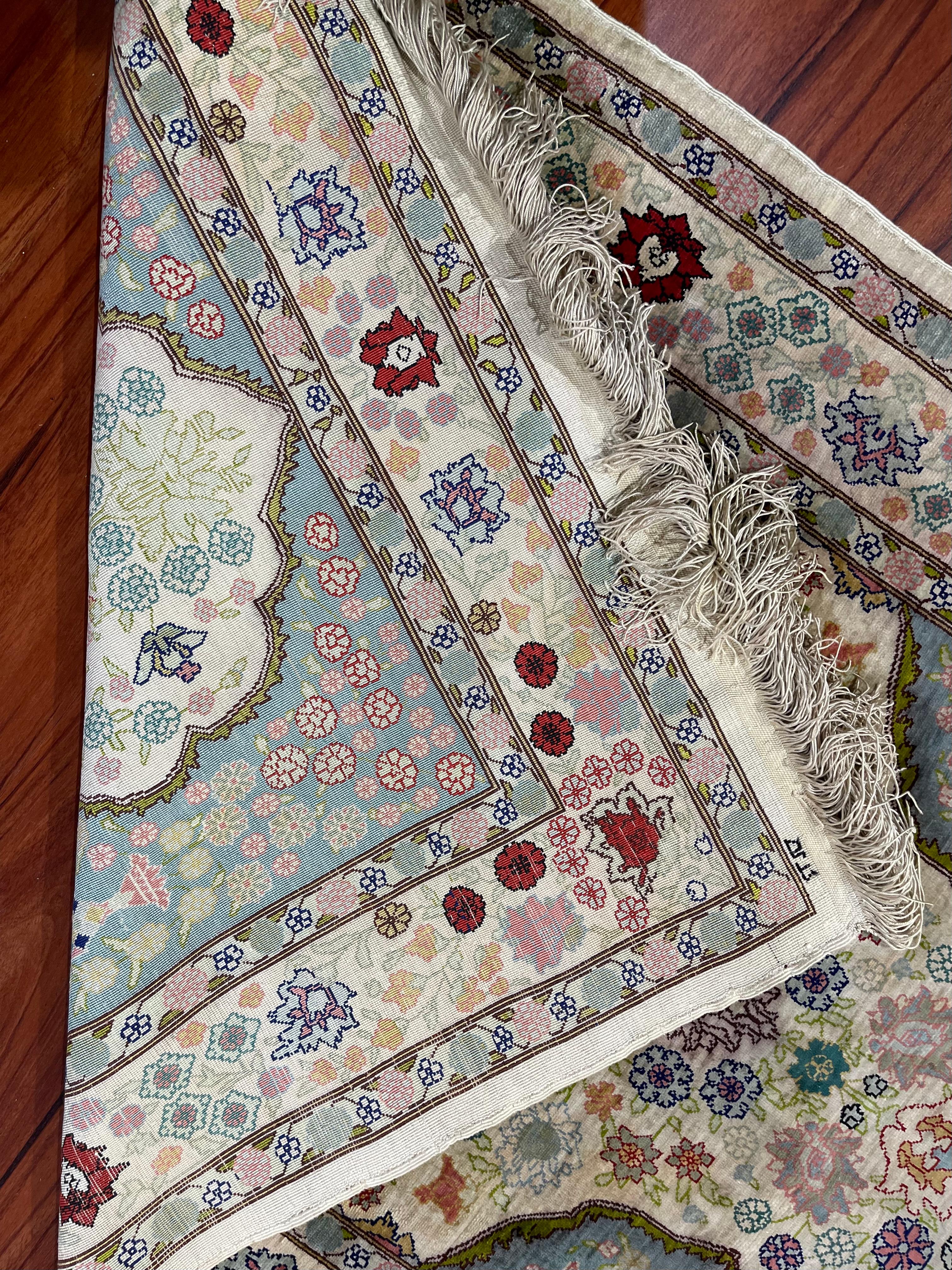 Mid-20th Century Very Fine Turkish Hereke Silk Rug/Carpet For Sale