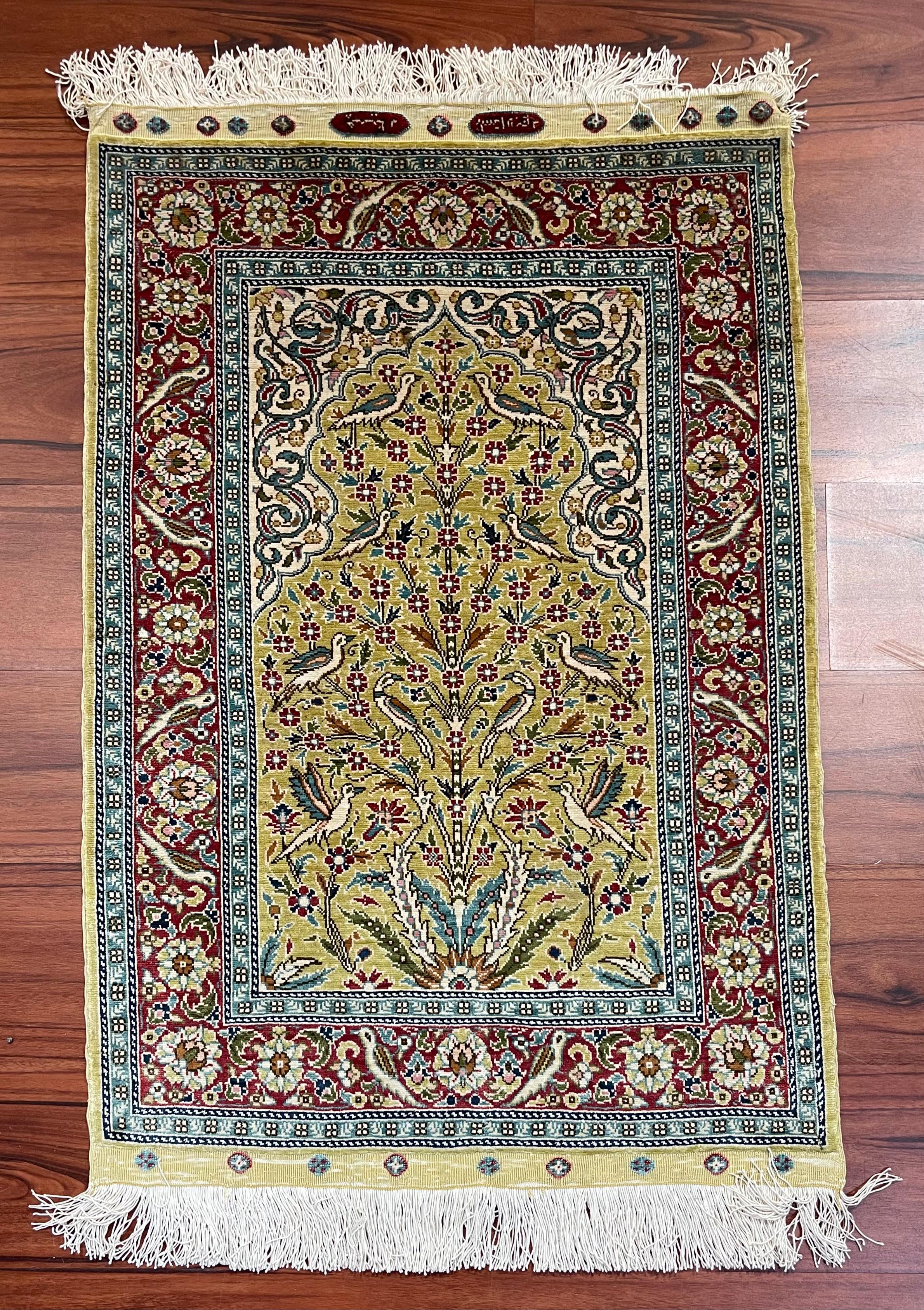 Tabriz Very Fine Turkish Silk Hereke Rug/Carpet  For Sale