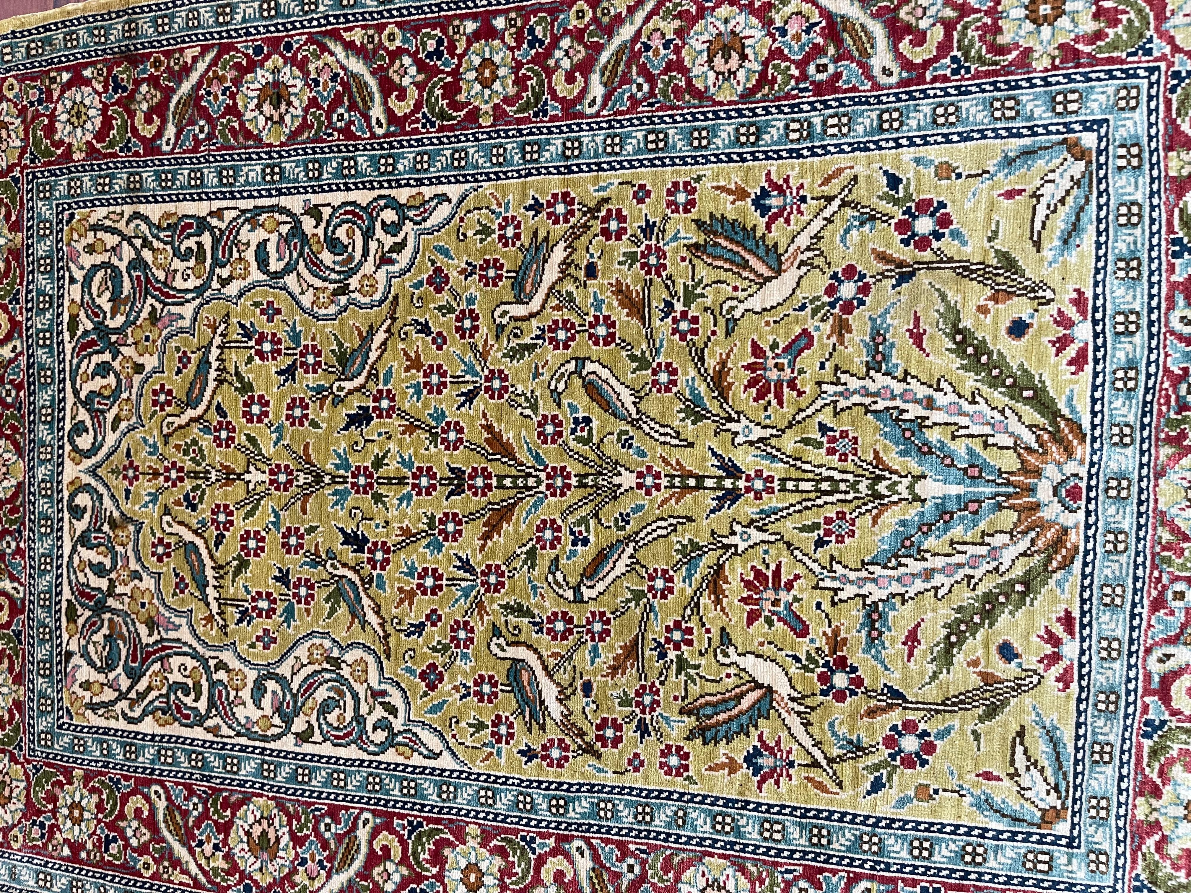 Hand-Knotted Very Fine Turkish Silk Hereke Rug/Carpet  For Sale