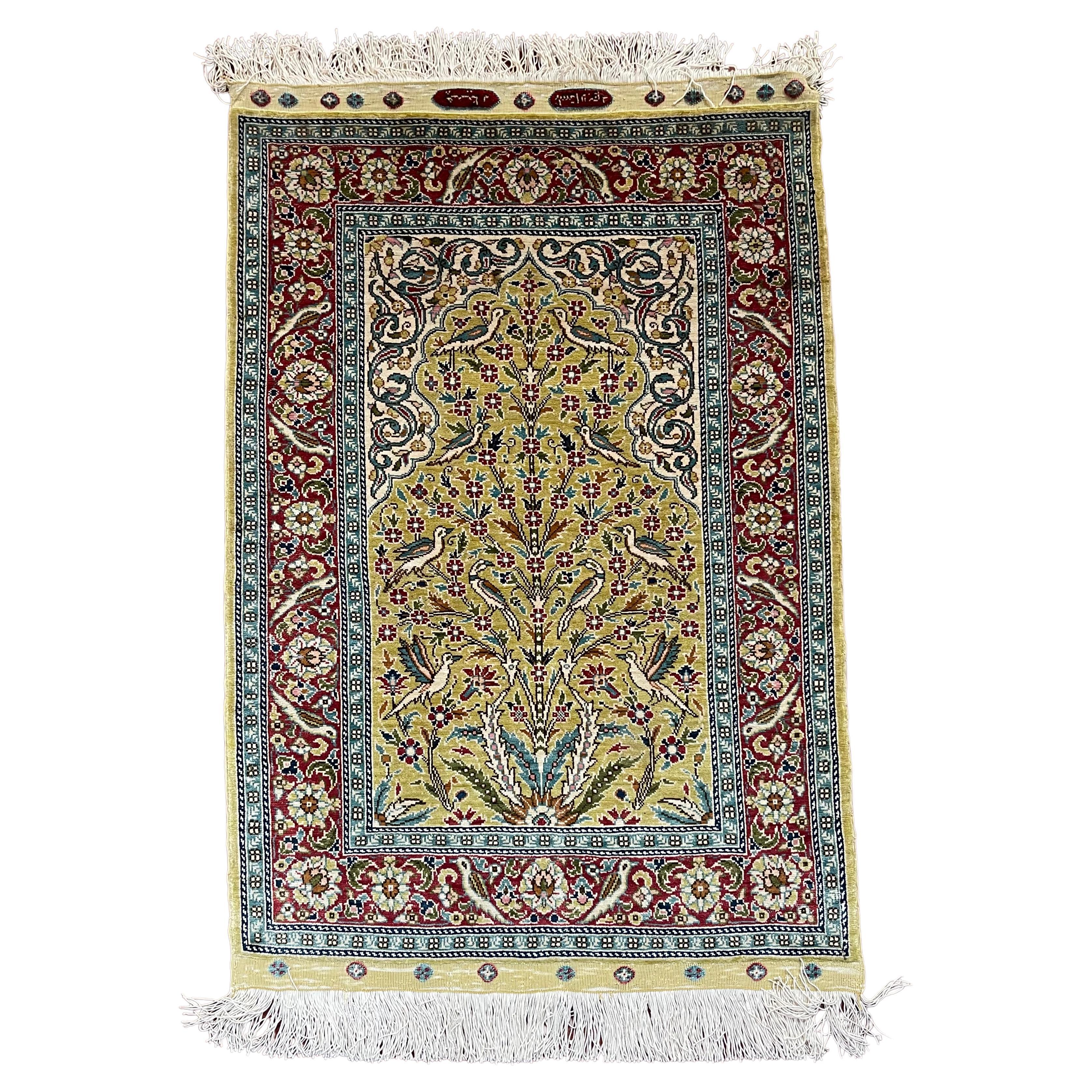 Très beau tapis de tapisserie turc en soie Hereke 