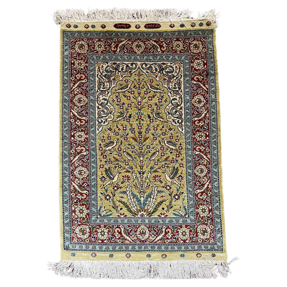 Very Fine Turkish Silk Rug Hereke Style For Sale at 1stDibs
